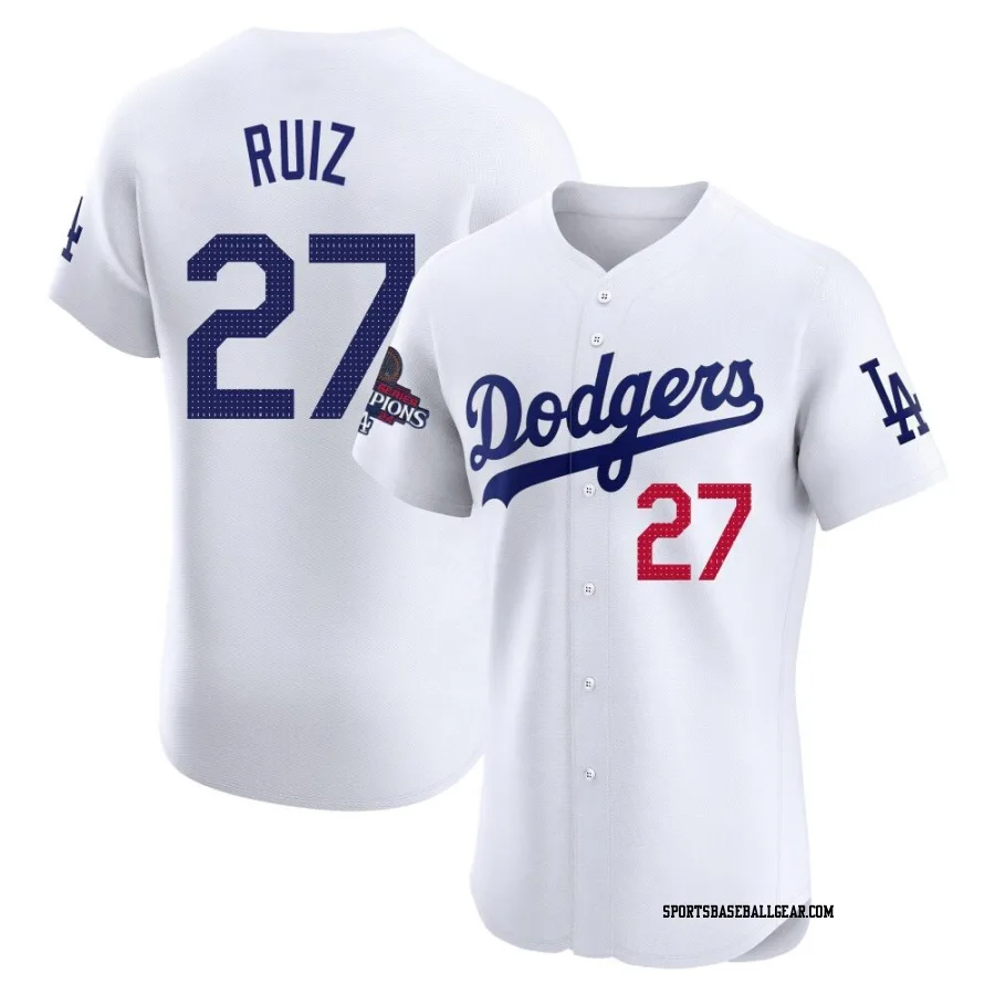 Esteury Ruiz Men's Los Angeles Dodgers White Elite Home World Series Champions Jersey