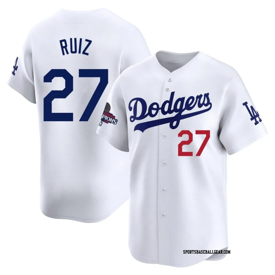 Esteury Ruiz Men's Los Angeles Dodgers White Limited Home 2024 World Series Champions Jersey