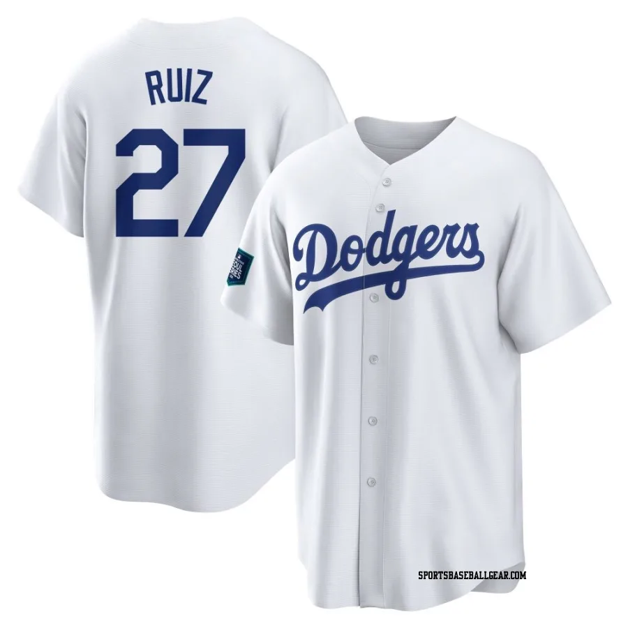 Esteury Ruiz Men's Los Angeles Dodgers White Replica 2024 World Tour Seoul Series Home Jersey