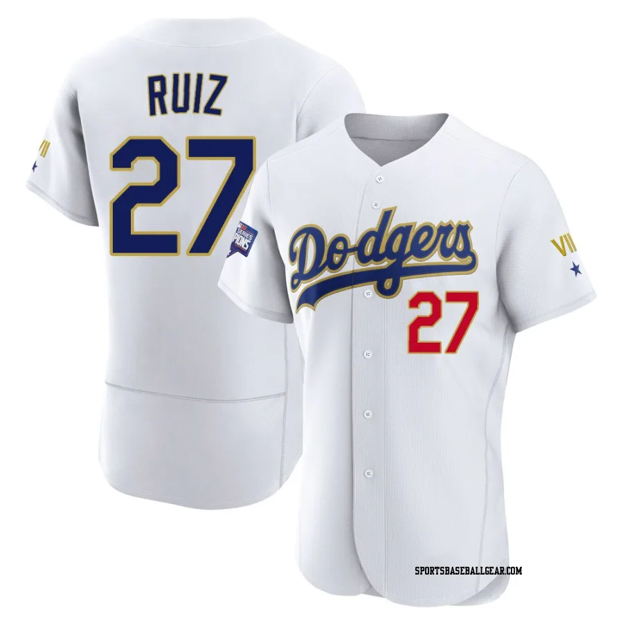 Esteury Ruiz Men's Los Angeles Dodgers White/Gold Authentic 2021 Gold Program Player Jersey