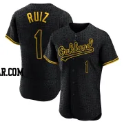 Esteury Ruiz Men's Oakland Athletics Black Authentic Snake Skin City Jersey