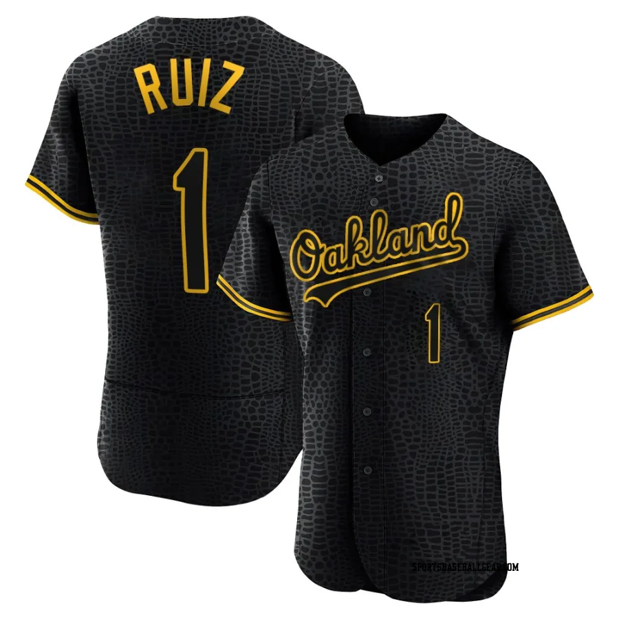 Esteury Ruiz Men's Oakland Athletics Black Authentic Snake Skin City Jersey