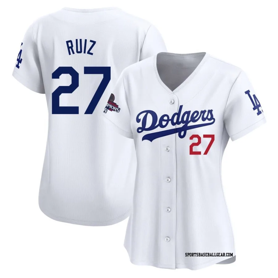 Esteury Ruiz Women's Los Angeles Dodgers White Limited Home 2024 World Series Champions Jersey