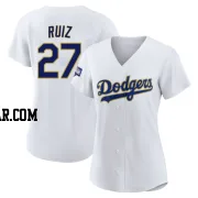 Esteury Ruiz Women's Los Angeles Dodgers White/Gold Authentic 2021 Gold Program Player Jersey