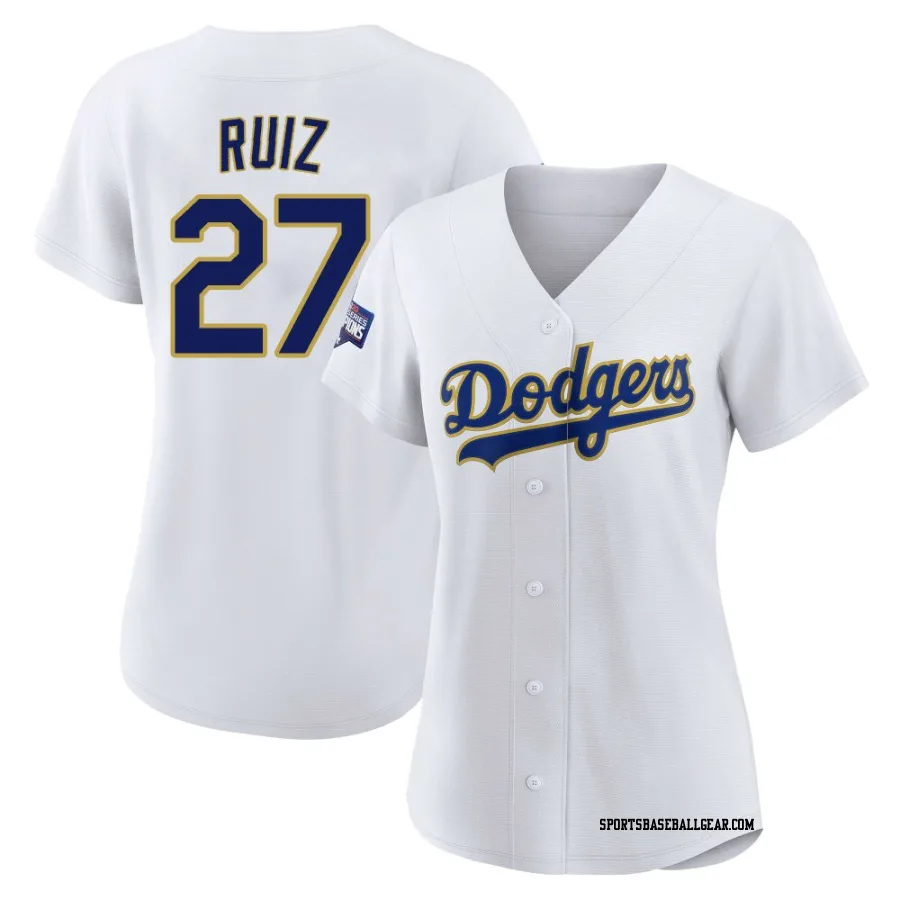 Esteury Ruiz Women's Los Angeles Dodgers White/Gold Replica 2021 Gold Program Player Jersey