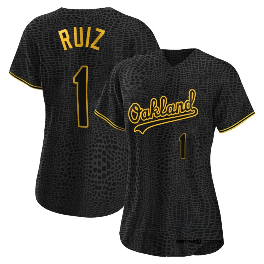 Esteury Ruiz Women's Oakland Athletics Black Authentic Snake Skin City Jersey
