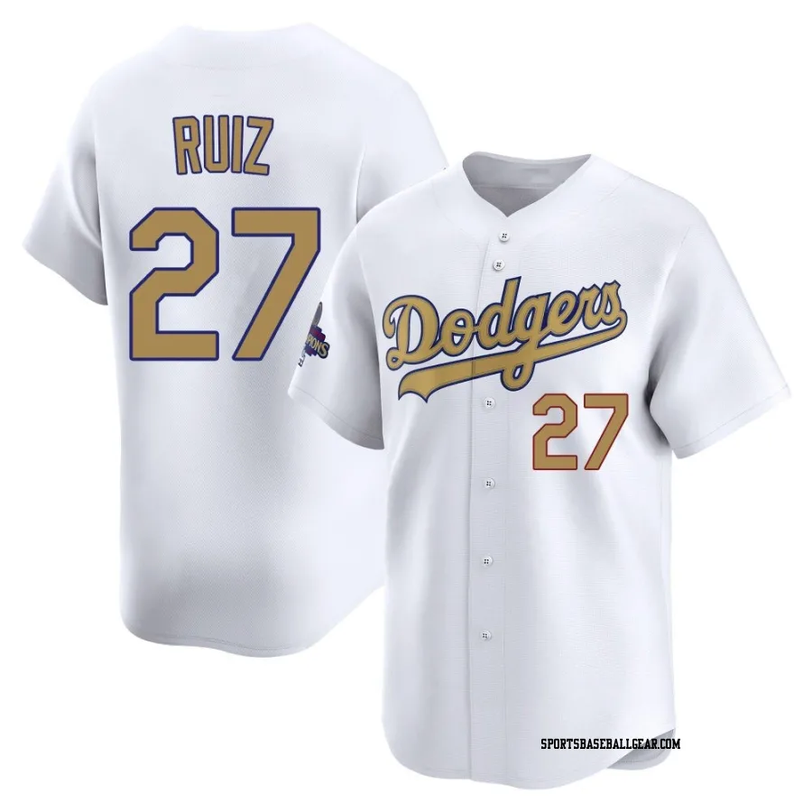 Esteury Ruiz Youth Los Angeles Dodgers Gold Limited White 2025 Collection Jersey