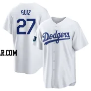 Esteury Ruiz Youth Los Angeles Dodgers White Replica 2024 World Tour Seoul Series Home Jersey