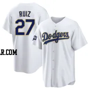 Esteury Ruiz Youth Los Angeles Dodgers White/Gold Replica 2021 Gold Program Player Jersey