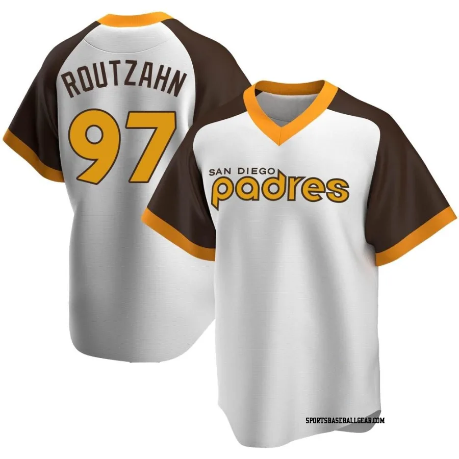 Ethan Routzahn Men's San Diego Padres White Replica Home Cooperstown Collection Jersey