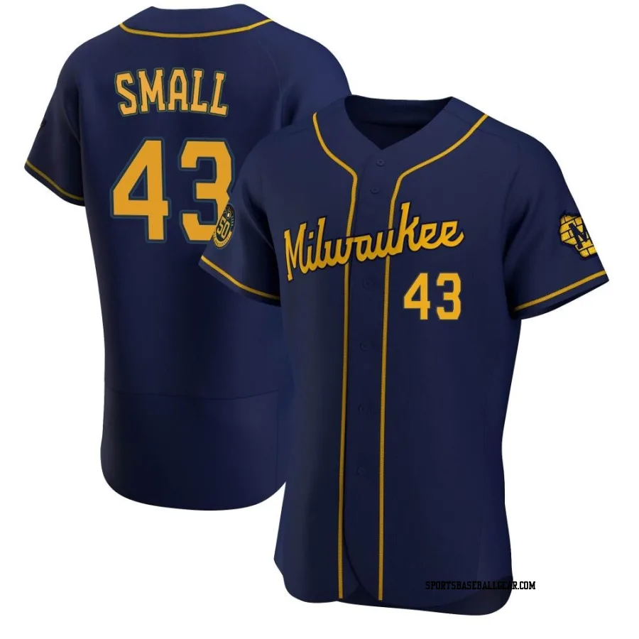 Ethan Small Men's Milwaukee Brewers Navy Authentic Alternate Jersey