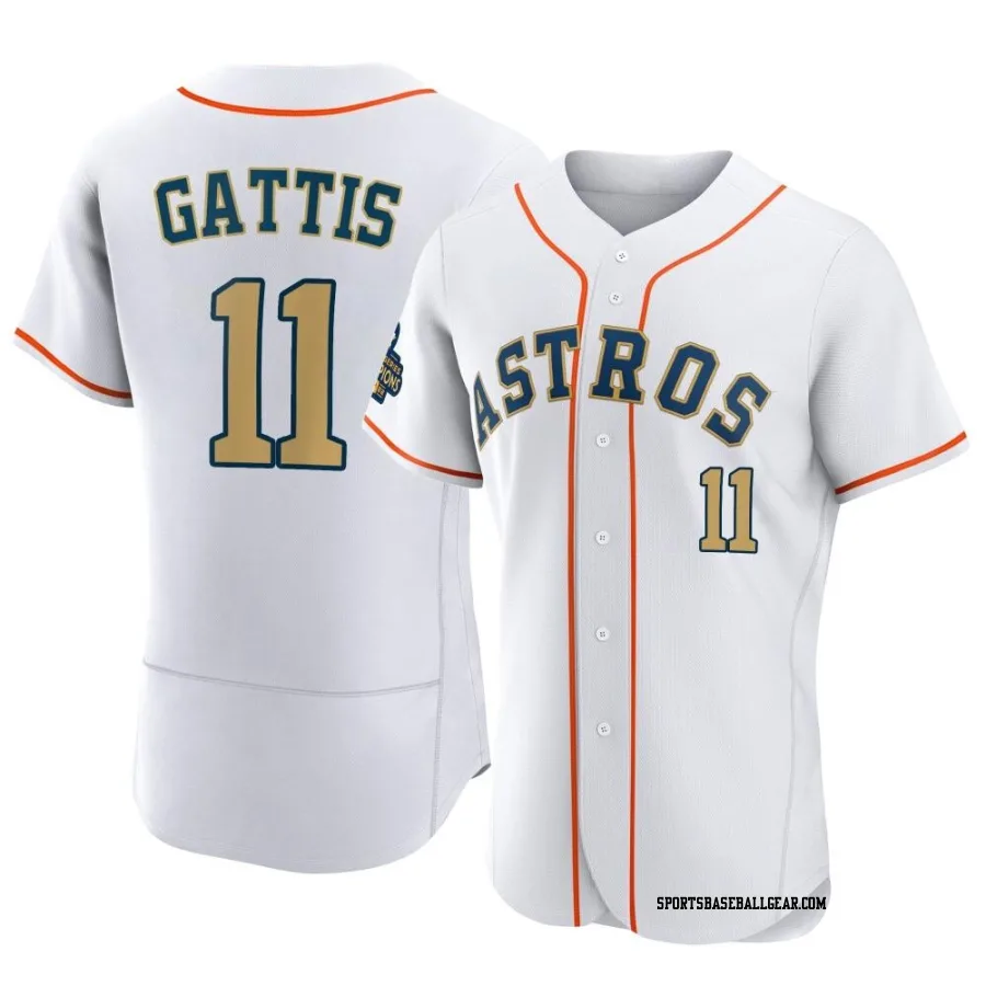 Evan Gattis Men's Houston Astros Gold Authentic White 2023 Collection Jersey