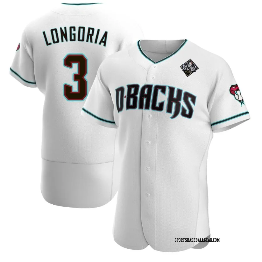 Evan Longoria Men's Arizona Diamondbacks White Authentic Teal Alternate 2023 World Series Jersey