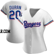 Ezequiel Duran Women's Texas Rangers White Replica Home 2023 World Series Champions Jersey