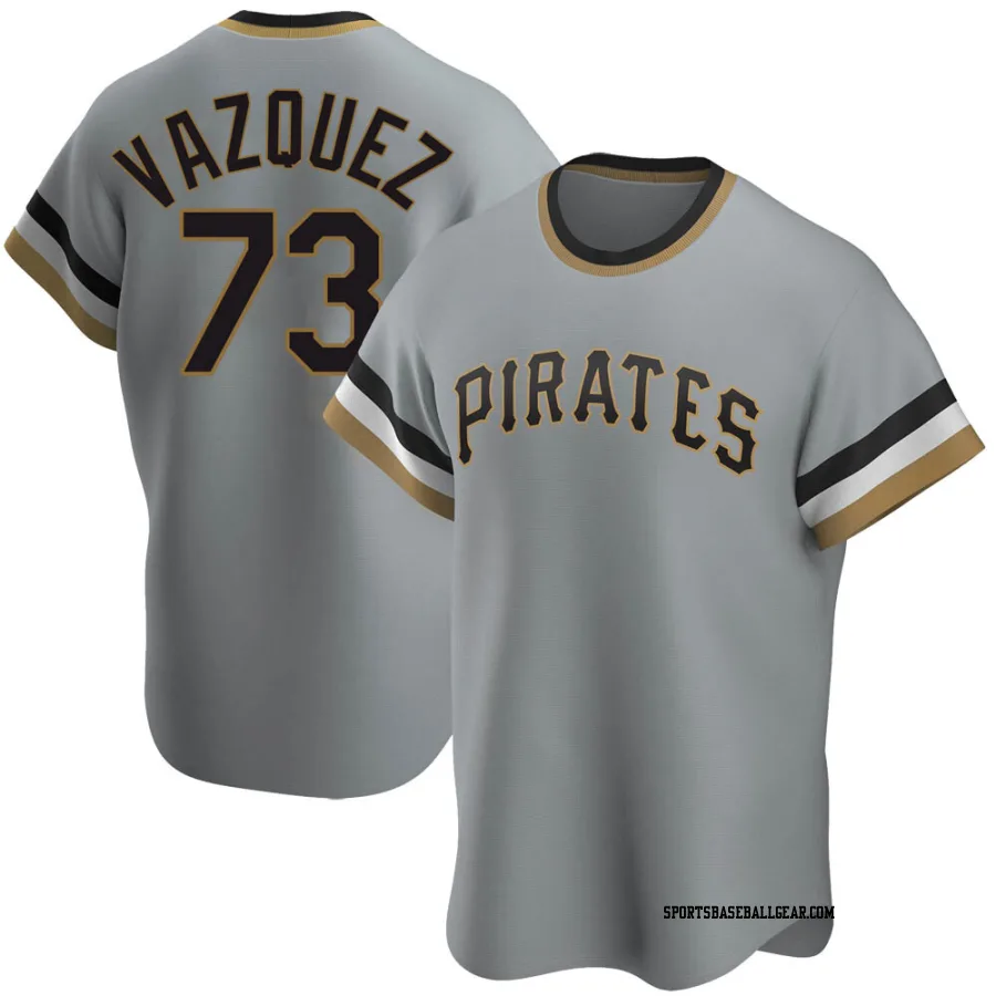 Felipe Vazquez Men's Pittsburgh Pirates Gray Replica Road Cooperstown Collection Jersey