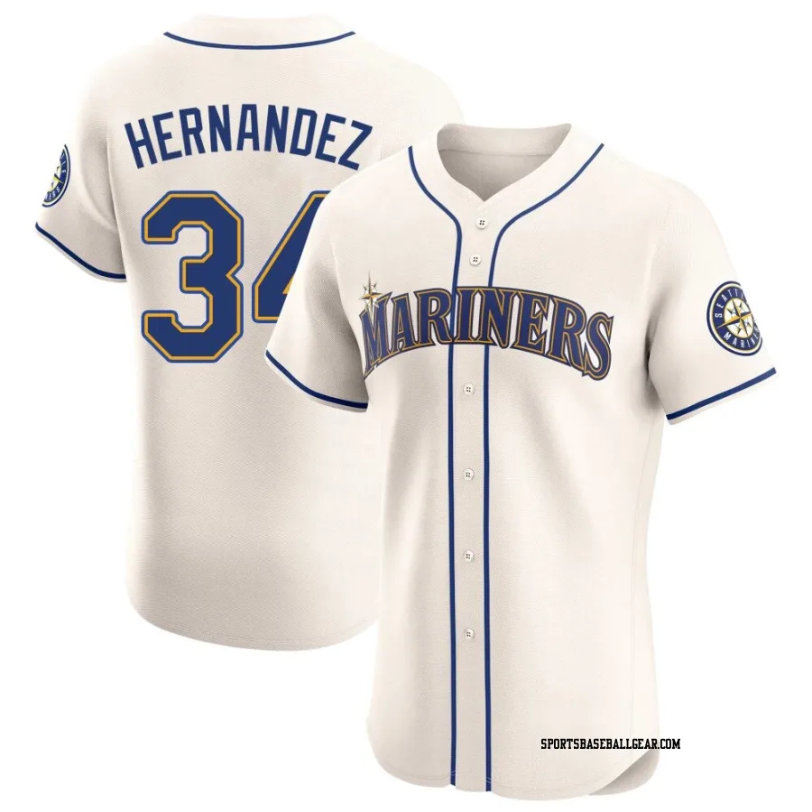 Felix Hernandez Men's Seattle Mariners Cream Elite Alternate Jersey