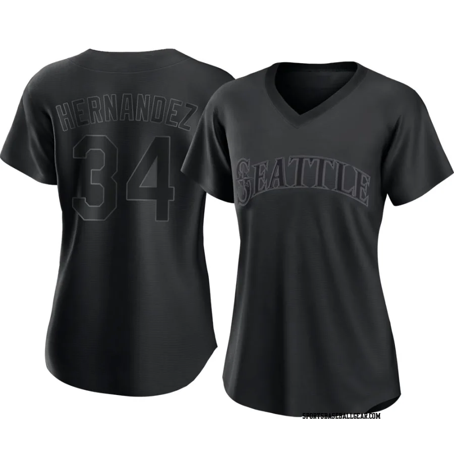 Felix Hernandez Women's Seattle Mariners Black Authentic Pitch Fashion Jersey