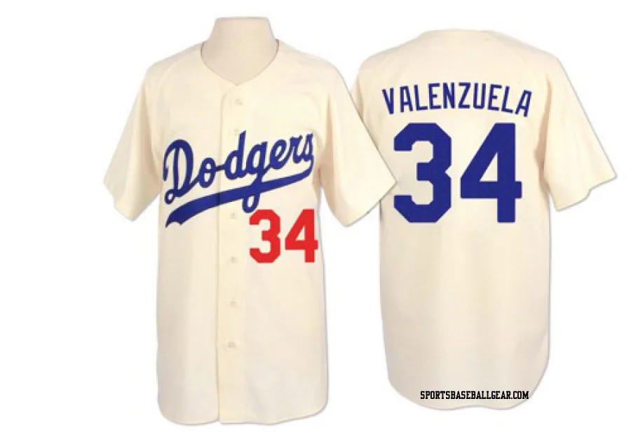 Fernando Valenzuela Men's Los Angeles Dodgers Cream Authentic Throwback Jersey