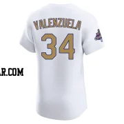 Fernando Valenzuela Men's Los Angeles Dodgers Gold Elite White 2025 Collection Jersey