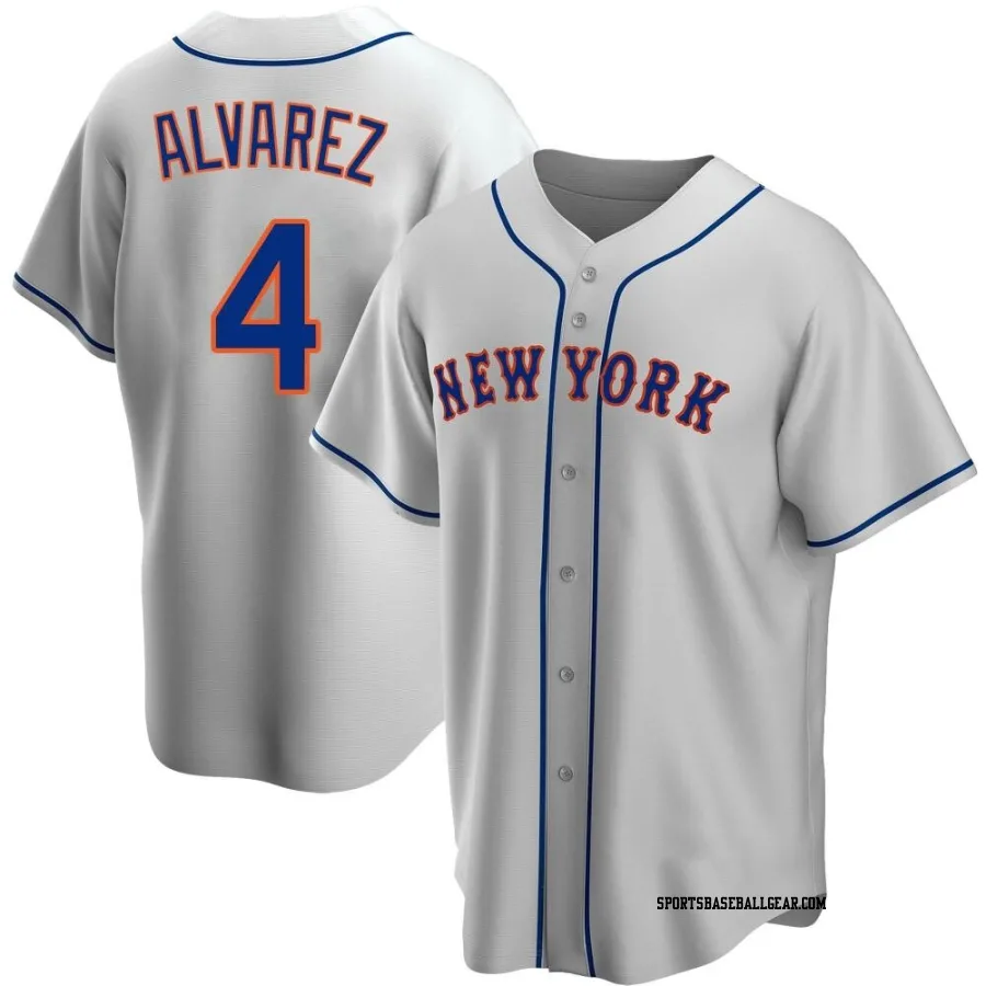 Francisco Alvarez Men's New York Mets Gray Replica Road Jersey