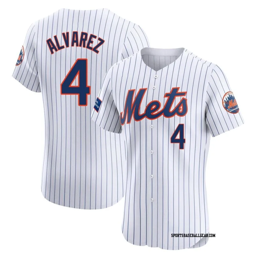 Francisco Alvarez Men's New York Mets White Elite Home Patch Jersey