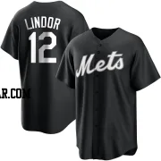 Francisco Lindor Youth New York Mets Black/White Replica Jersey