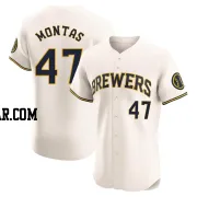 Frankie Montas Men's Milwaukee Brewers Cream Elite Home Jersey