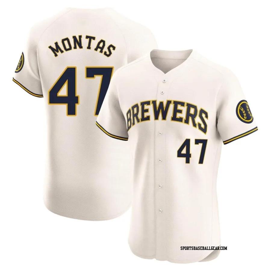 Frankie Montas Men's Milwaukee Brewers Cream Elite Home Jersey