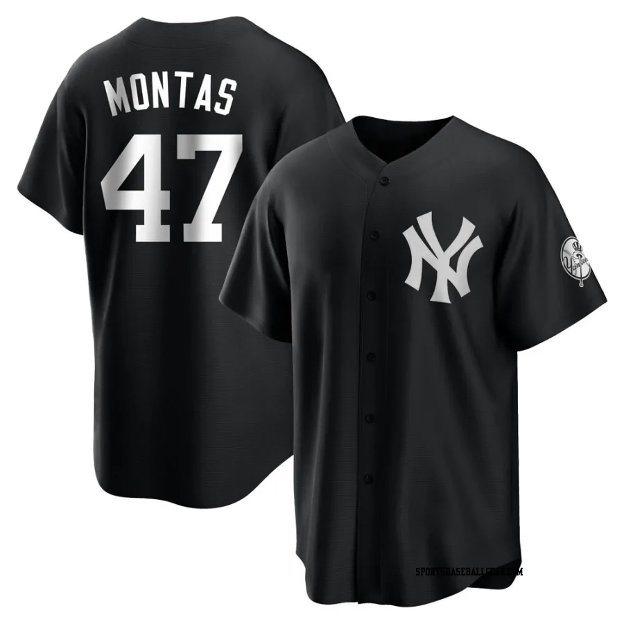 Frankie Montas Youth New York Yankees Black/White Replica Jersey