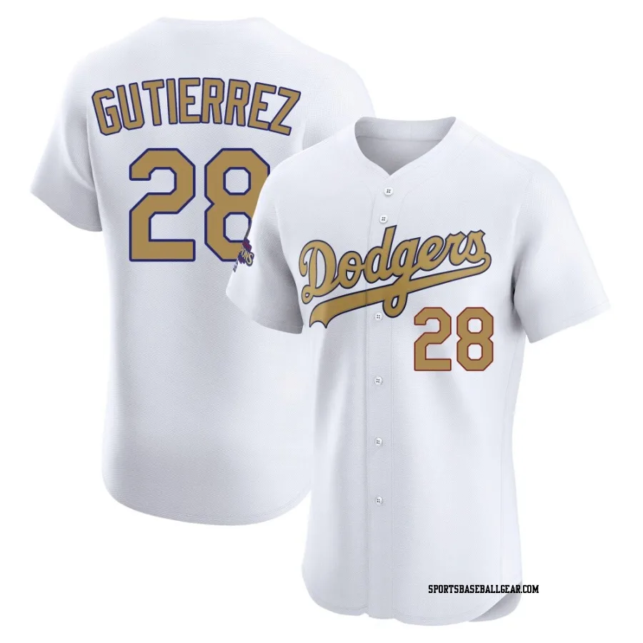 Franklin Gutierrez Men's Los Angeles Dodgers Gold Elite White 2025 Collection Jersey