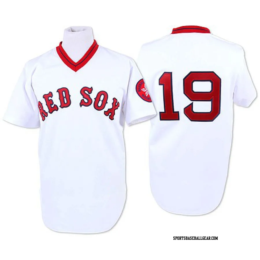 Fred Lynn Men's Boston Red Sox White Replica Throwback Jersey