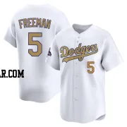 Freddie Freeman Men's Los Angeles Dodgers Gold Limited White 2025 Collection Jersey
