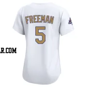 Freddie Freeman Women's Los Angeles Dodgers Gold Limited White 2025 Collection Jersey