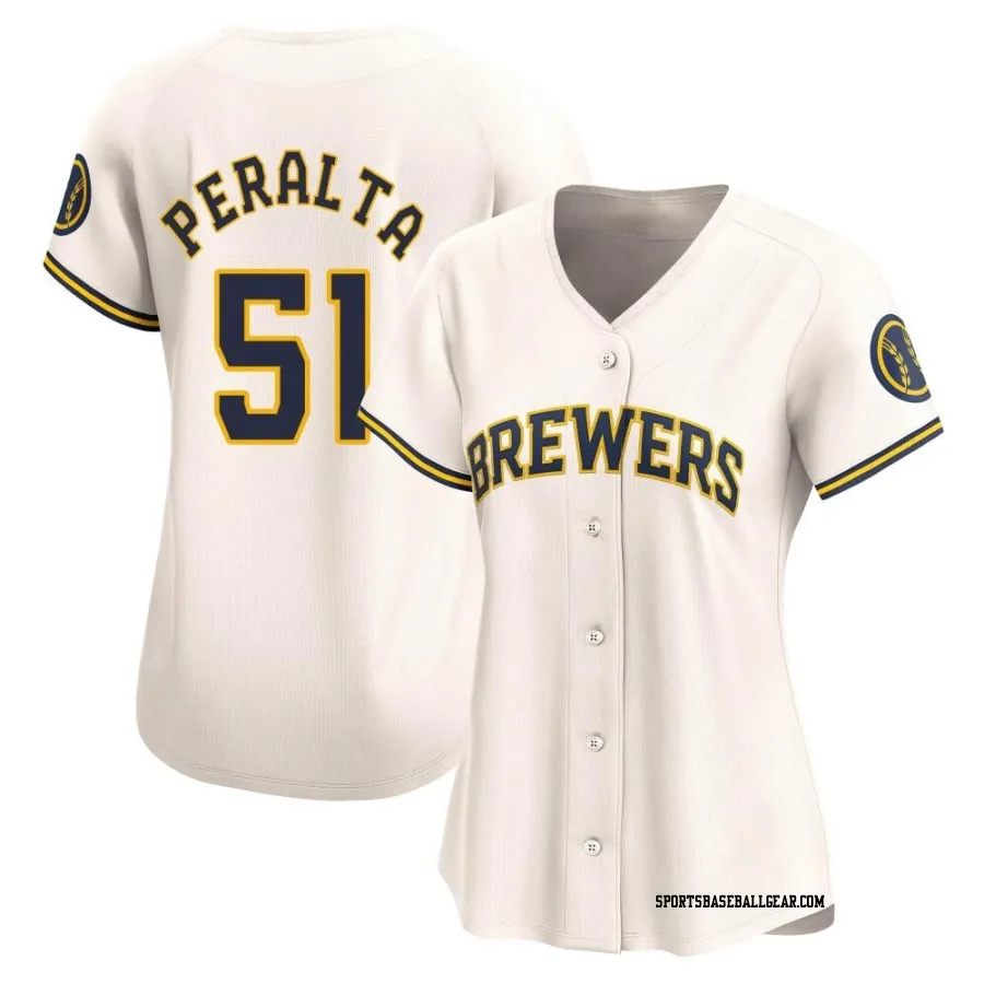 Freddy Peralta Women's Milwaukee Brewers Cream Limited Home Jersey