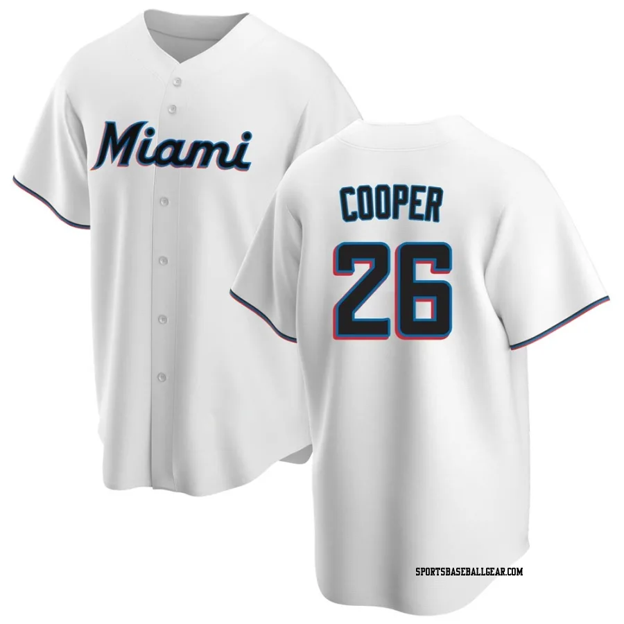Garrett Cooper Youth Miami Marlins White Replica Home Jersey