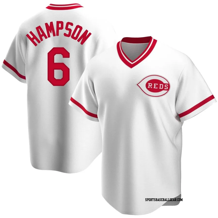 Garrett Hampson Men's Cincinnati Reds White Replica Home Cooperstown Collection Jersey