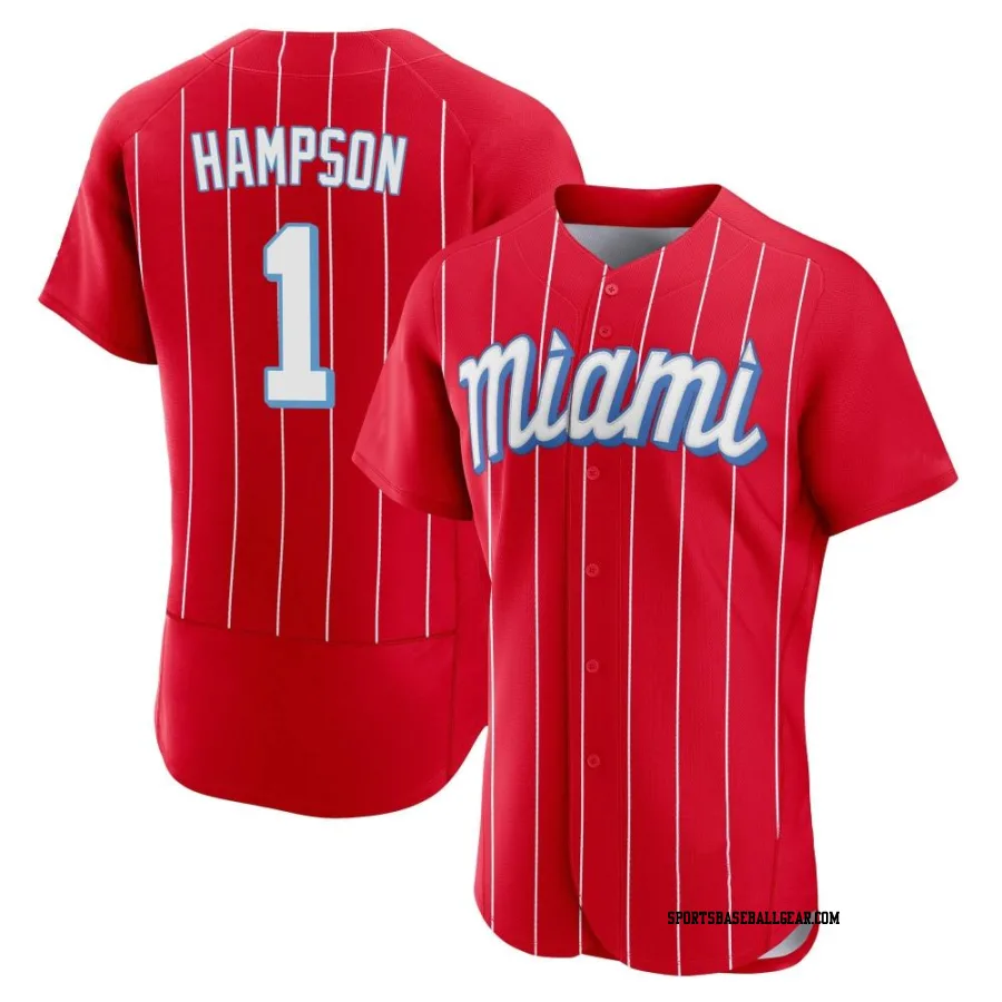 Garrett Hampson Men's Miami Marlins Red Authentic 2021 City Connect Jersey
