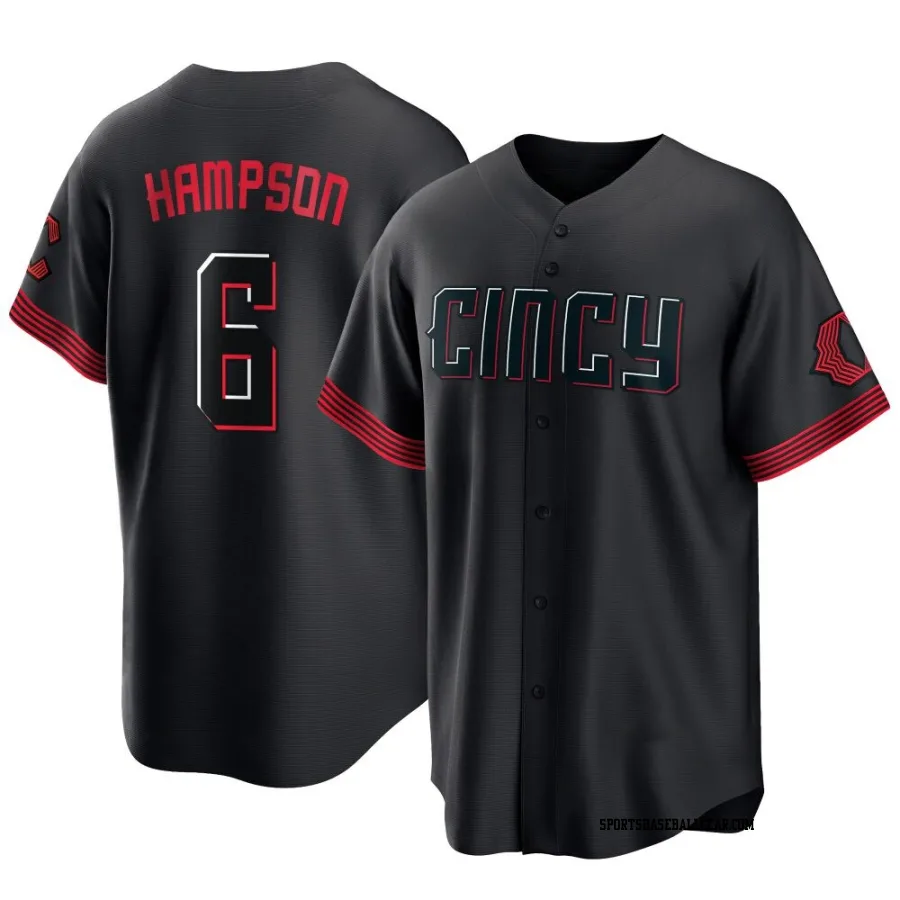 Garrett Hampson Youth Cincinnati Reds Black Replica 2023 City Connect Jersey