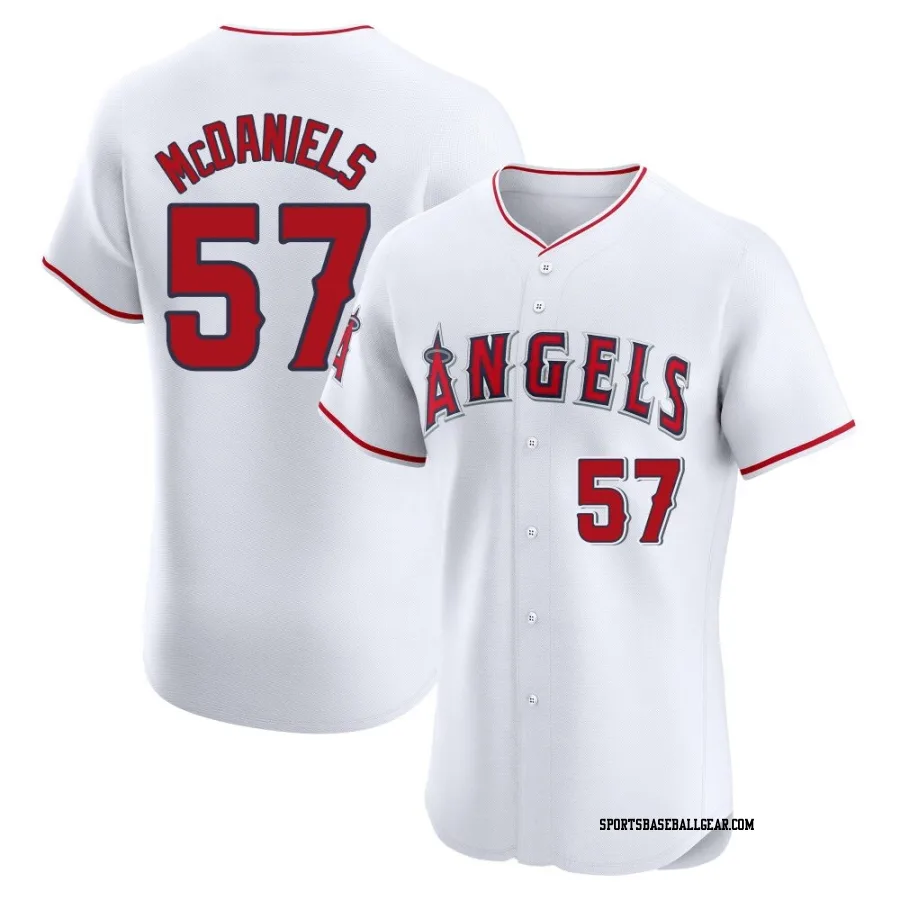 Garrett McDaniels Men's Los Angeles Angels White Elite Home Jersey