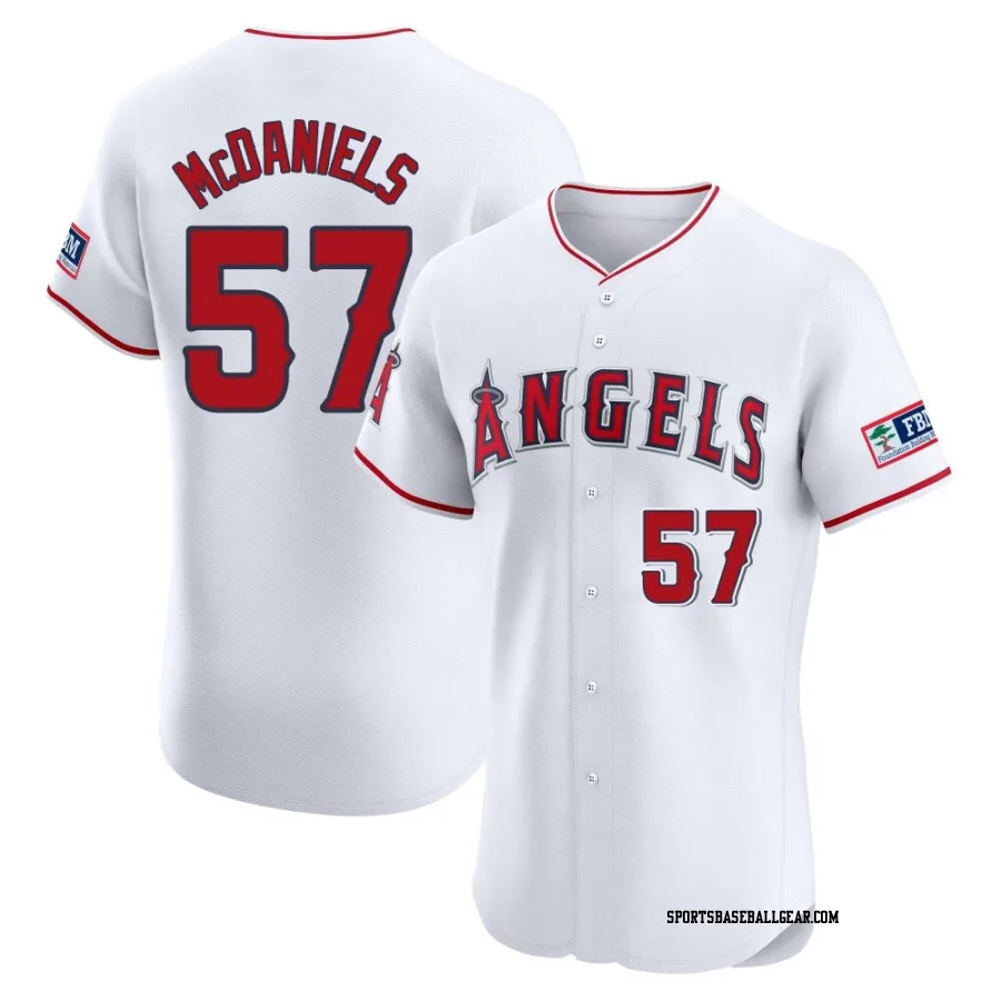 Garrett McDaniels Men's Los Angeles Angels White Elite Home Patch Jersey