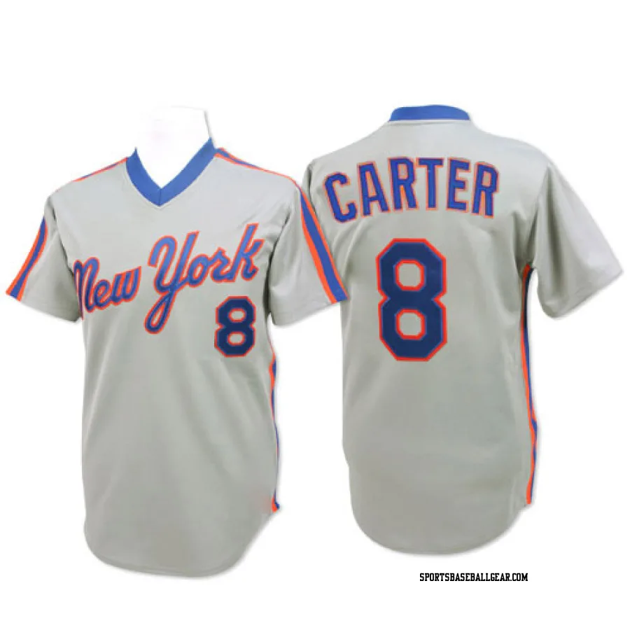 Gary Carter Men's New York Mets Grey Replica Throwback Jersey