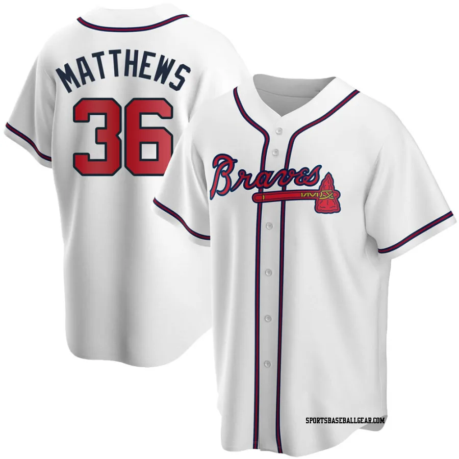 Gary Matthews Men's Atlanta Braves White Replica Home Jersey