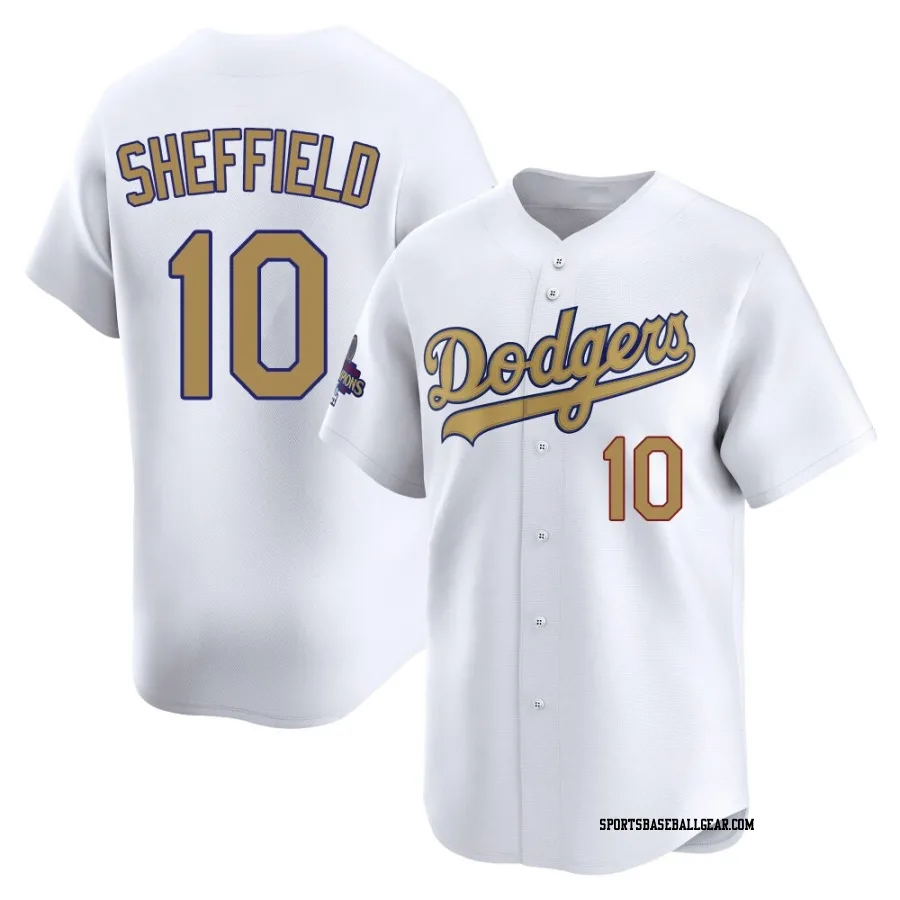 Gary Sheffield Men's Los Angeles Dodgers Gold Limited White 2025 Collection Jersey