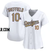 Gary Sheffield Women's Los Angeles Dodgers Gold Limited White 2025 Collection Jersey