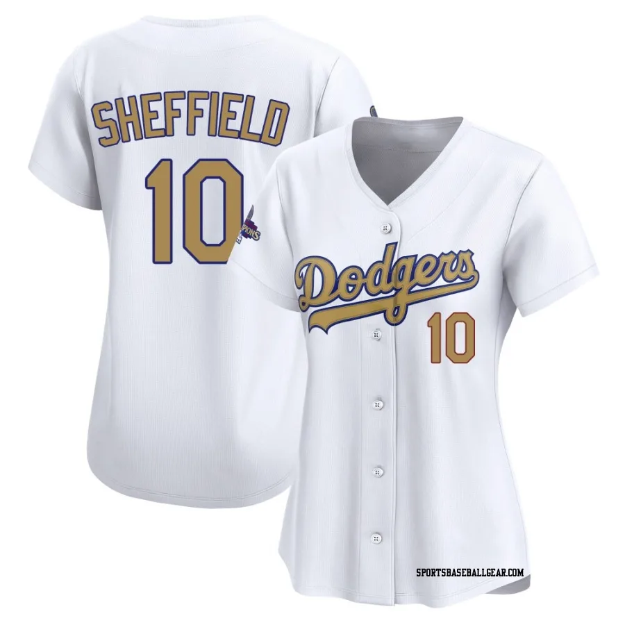 Gary Sheffield Women's Los Angeles Dodgers Gold Limited White 2025 Collection Jersey