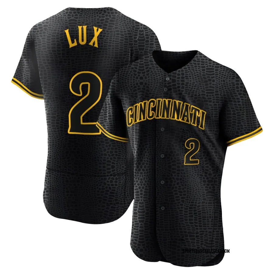 Gavin Lux Men's Cincinnati Reds Black Authentic Snake Skin City Jersey