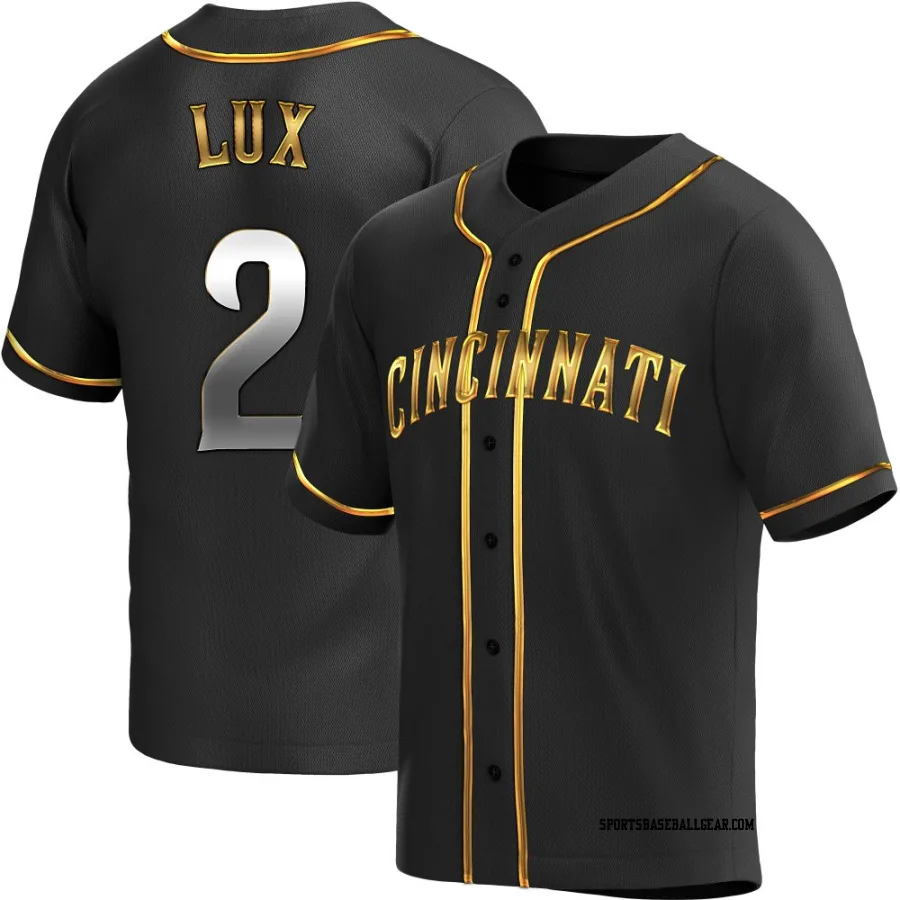 Gavin Lux Men's Cincinnati Reds Black Golden Replica Alternate Jersey