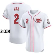 Gavin Lux Men's Cincinnati Reds White Elite Home Patch Jersey
