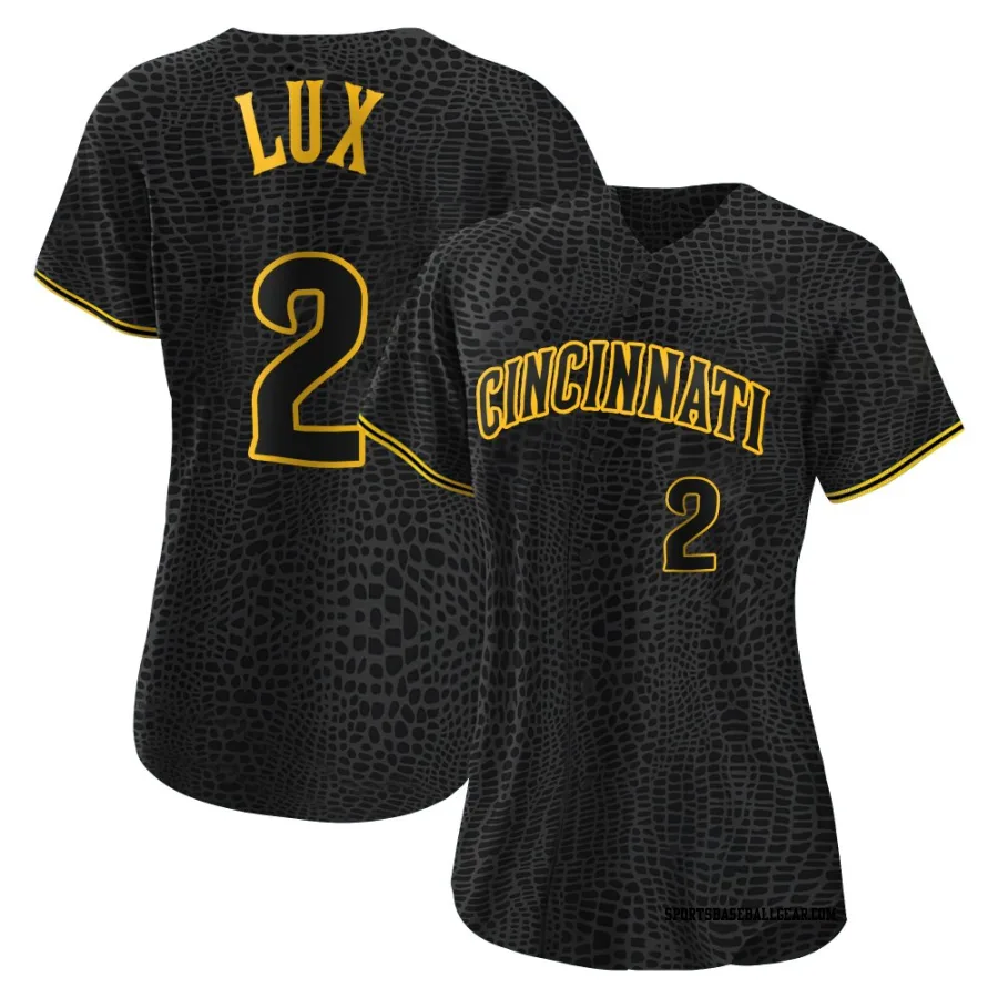 Gavin Lux Women's Cincinnati Reds Black Replica Snake Skin City Jersey