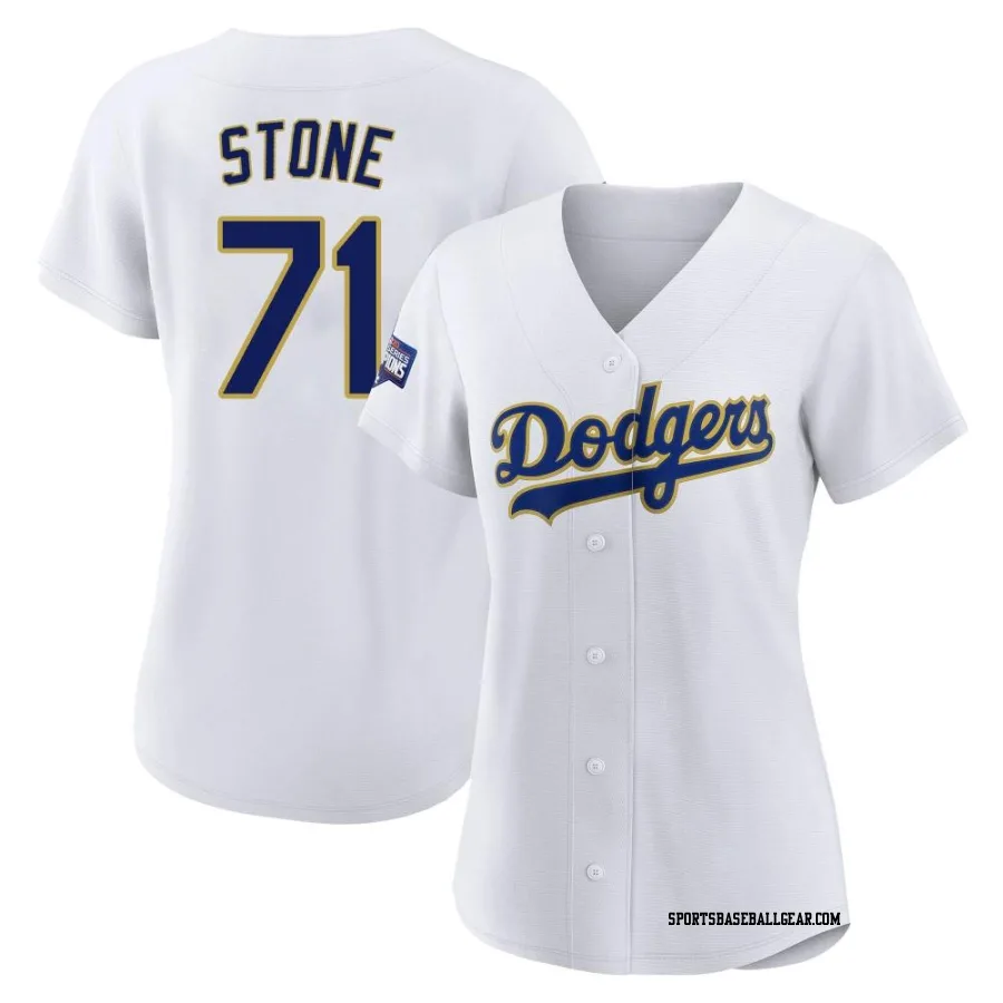 Gavin Stone Women's Los Angeles Dodgers White/Gold Replica 2021 Gold Program Player Jersey